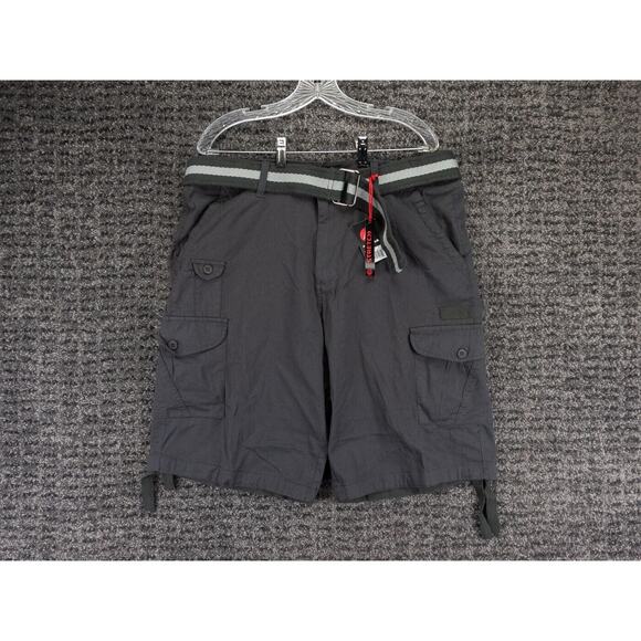 Airwalk Cargo Shorts Mens 36 Gray Belted Ripstop Stretch Outdoor Skateboard NWT - Picture 1 of 16